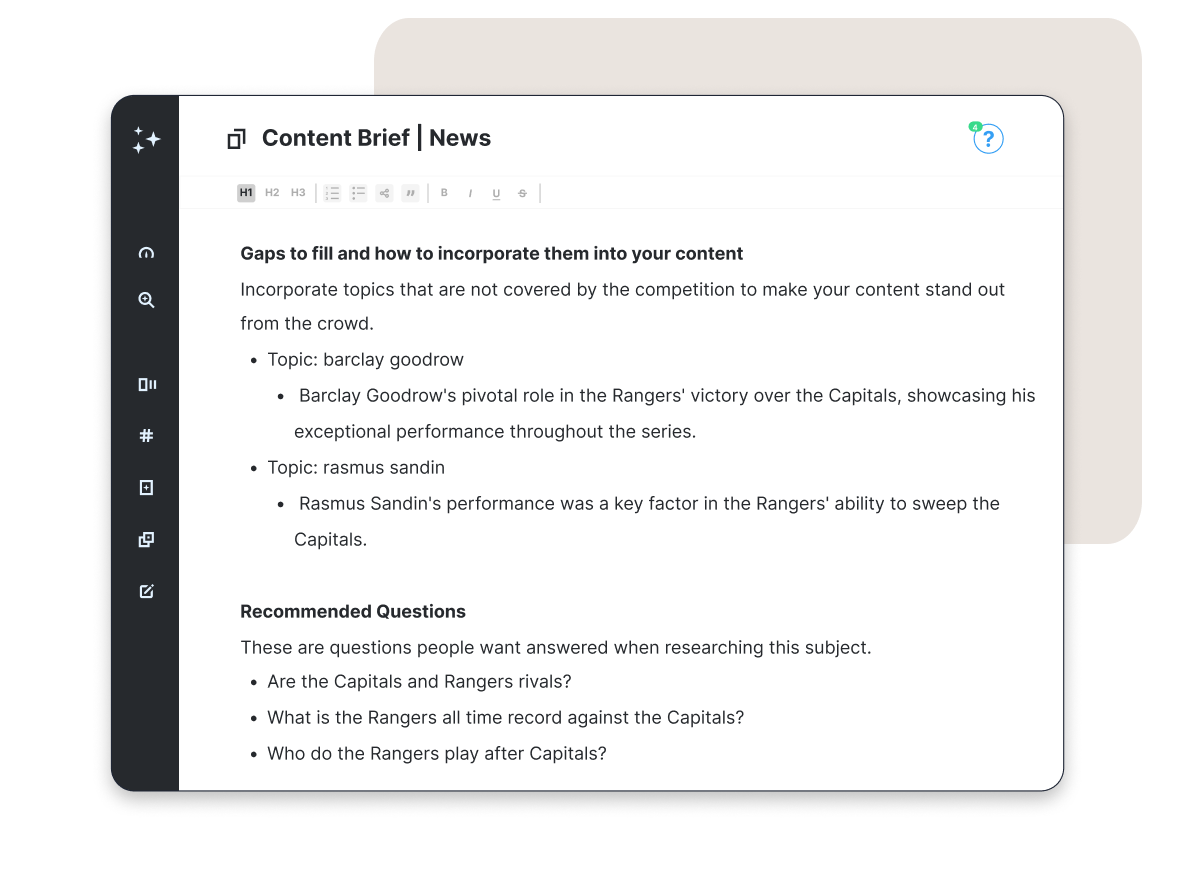 Content brief news gaps and recommendations