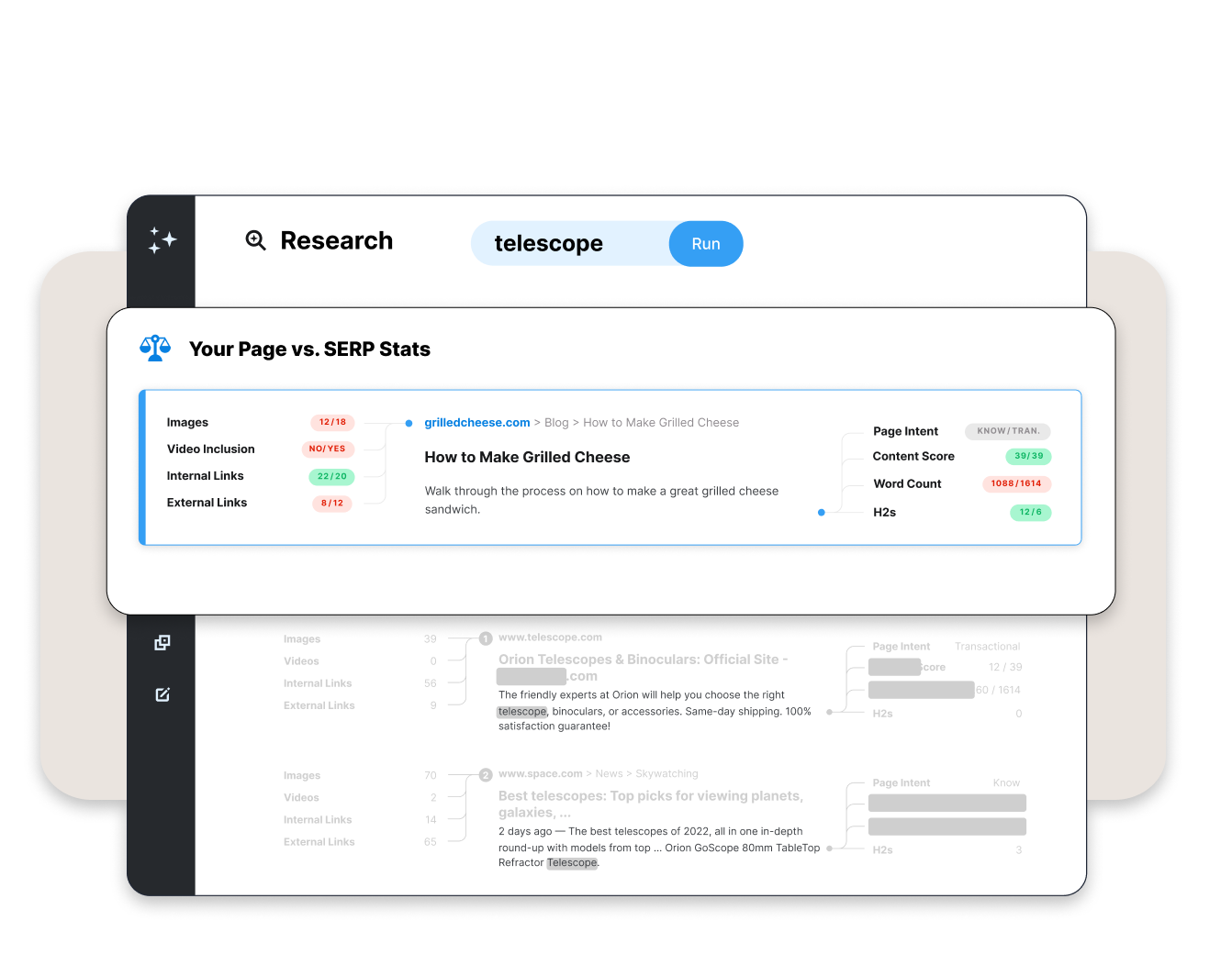 SERP X-ray preview Preview of SERP X-ray showing your page vs the average SERP